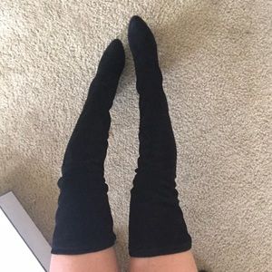 Black thigh high boots